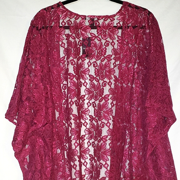 Torrid, Burgundy Floral, Lace Kimono, size 4 - Picture 7 of 8